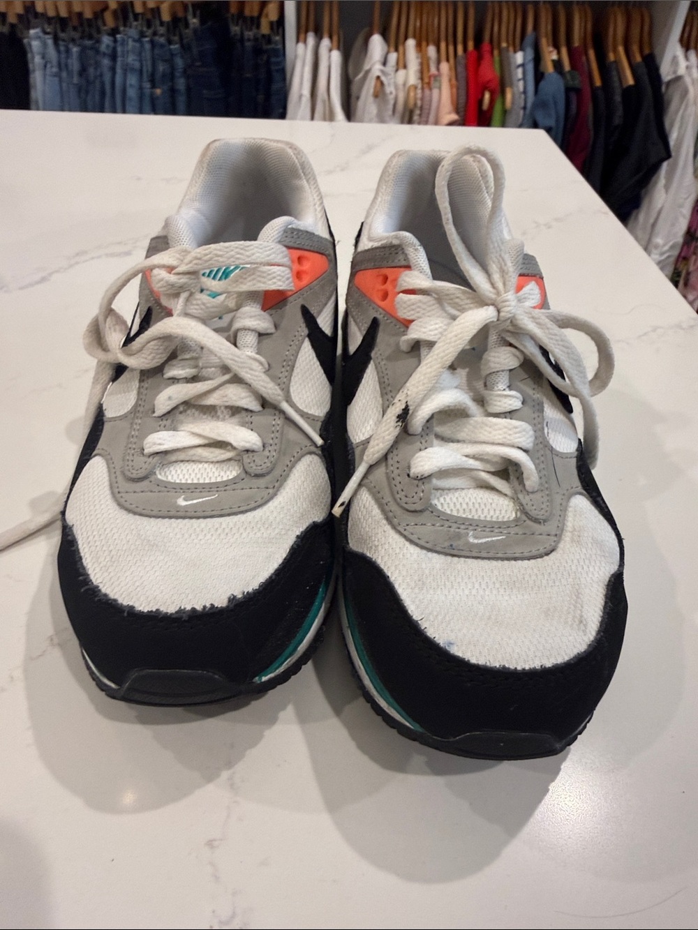 Nike White Gray Black Sneakers with Teal and Orange Accents